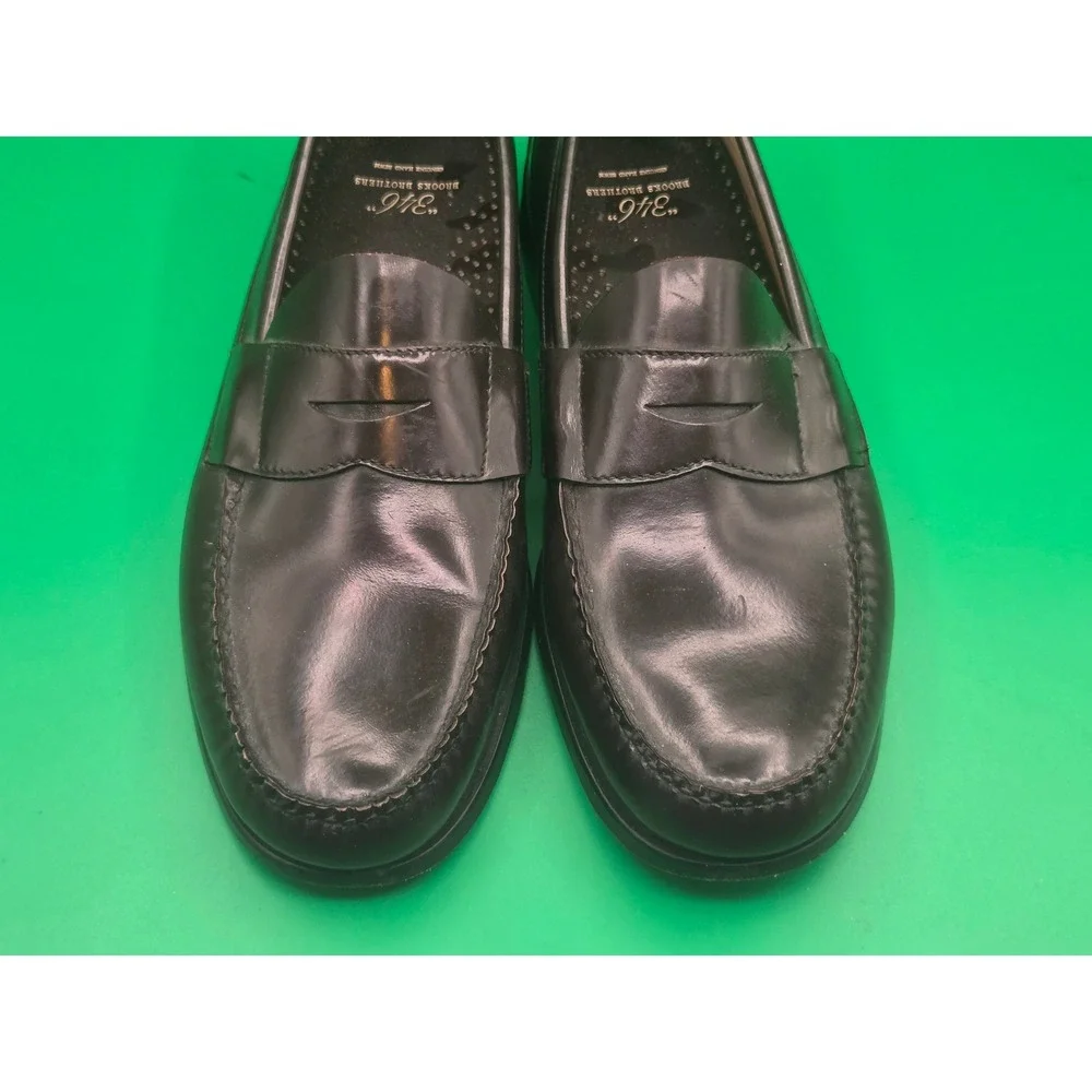 Brooks Brothers 346 Mens Burgundy Leather Penny Loafers Hand Sewn 11 D 5229